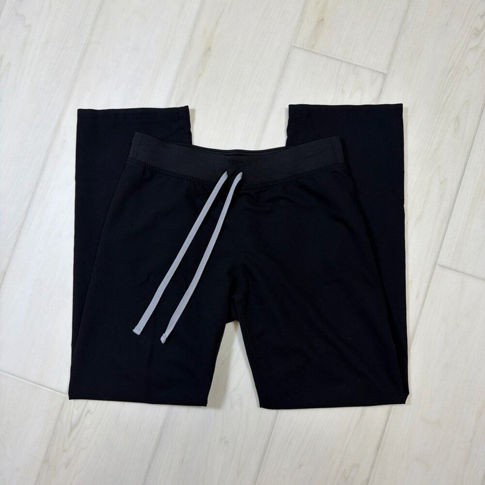 FIGS Black Livingston Basic Straight Leg Scrub Pants Yoga Drawstring Size Small